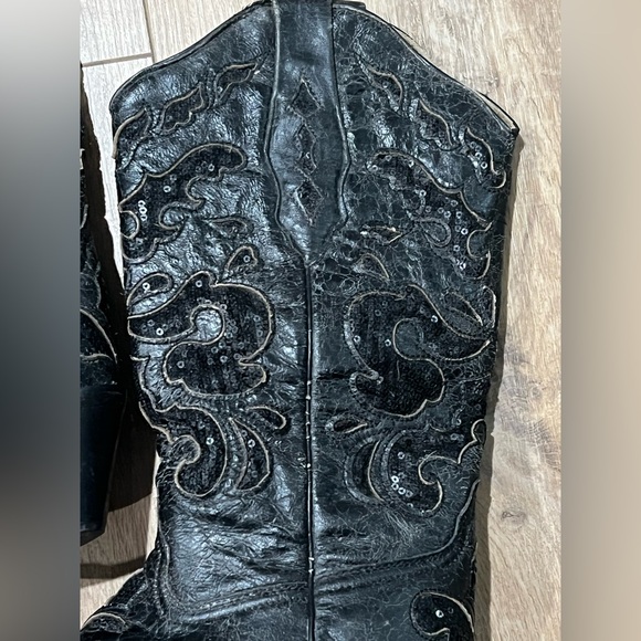 Corral Women’s Black Western Leather Boots with Sequin Inlay size 7 - Picture 6 of 11